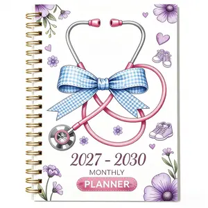2027-2030 Monthly Planner/Calendar - January 2027 to December 2030, 4-Year Monthly Planner, Purple Nurse Flower Theme Cover Design Notebook, Yearly Calendar Planning, Monthly Tabs, 48-Month Calendar, 5.5 x 8.3 Inches, Thickened Paper, Elastic Cover, Durab
