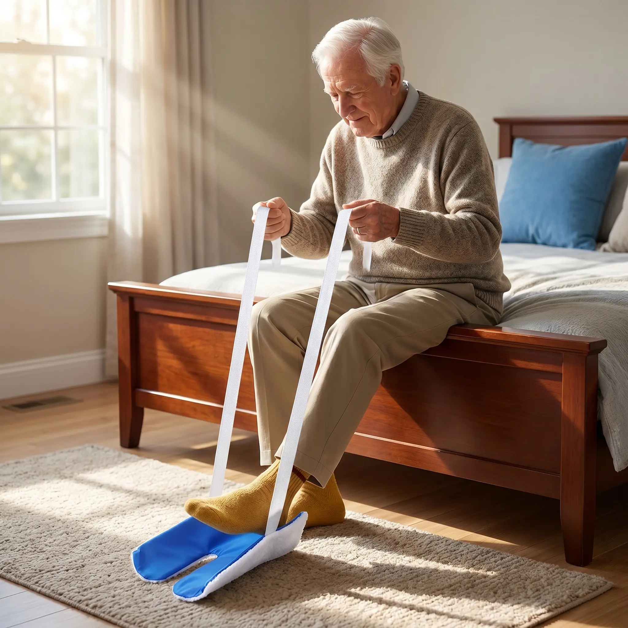 Sock Aid — Designed for seniors, expectant mothers, and individuals with limited mobility, allowing for easy sock application without the need to bend over. Made of durable plastic and featuring a universal size, it is an essential tool for home care.