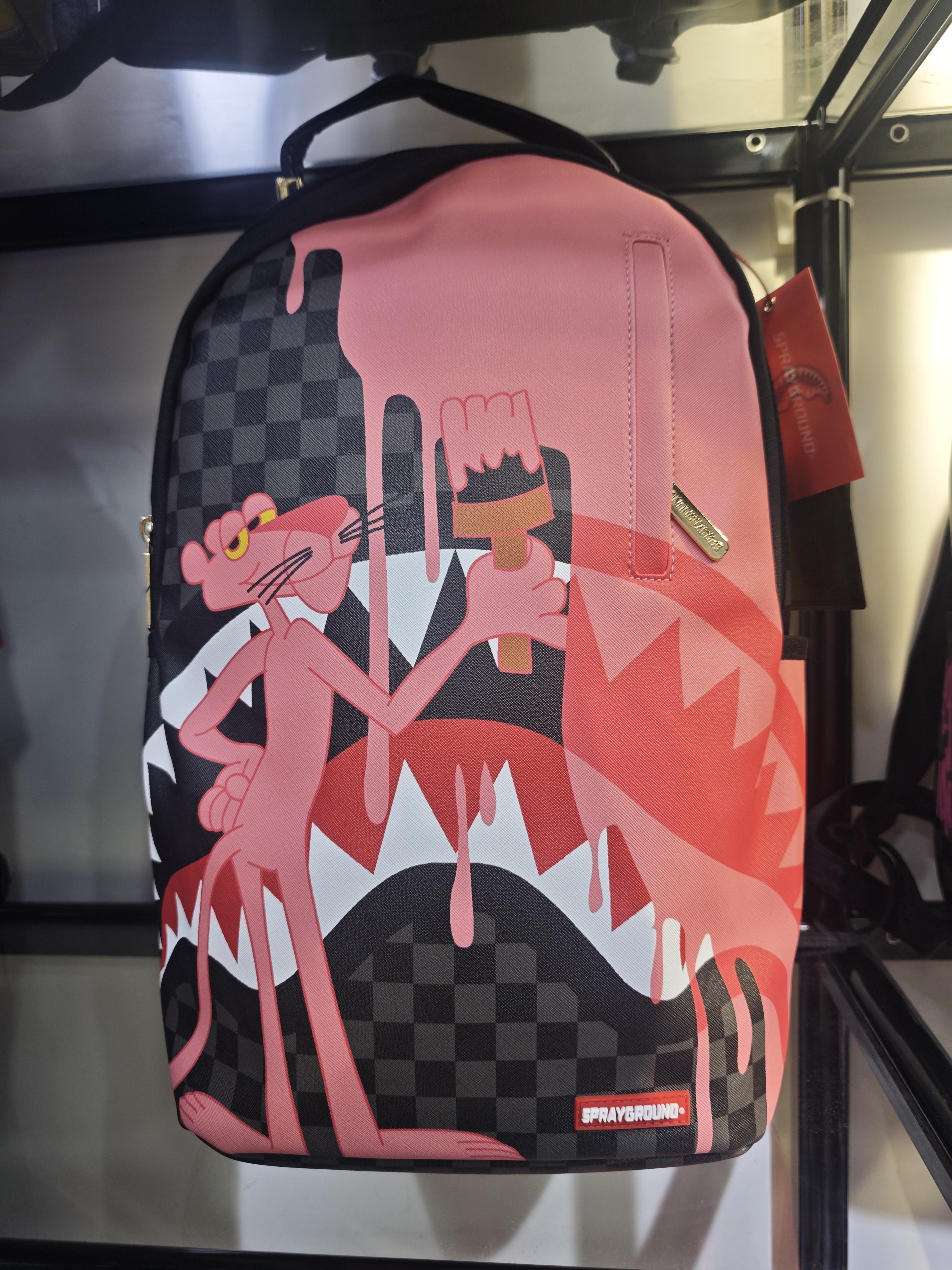 SG Pink Shark Mouth Backpack, Streetwear Graffiti School Bag for Men Women, Trendy Laptop Daypack for Teens