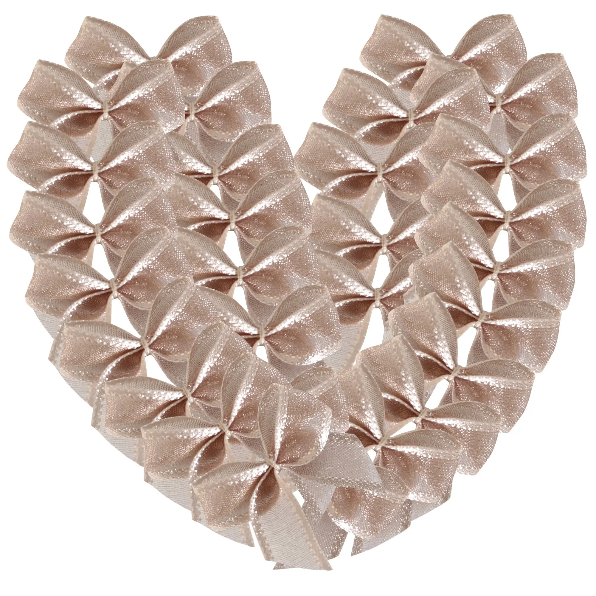 Mlcomon 50pcs/bag 1.2-Inch Khaki Organza Sheer Mini Ribbon Bows for Crafts Small Appliques Bows for Sewing, Crafting,Decoration,Ornaments(1.2",Khaki)