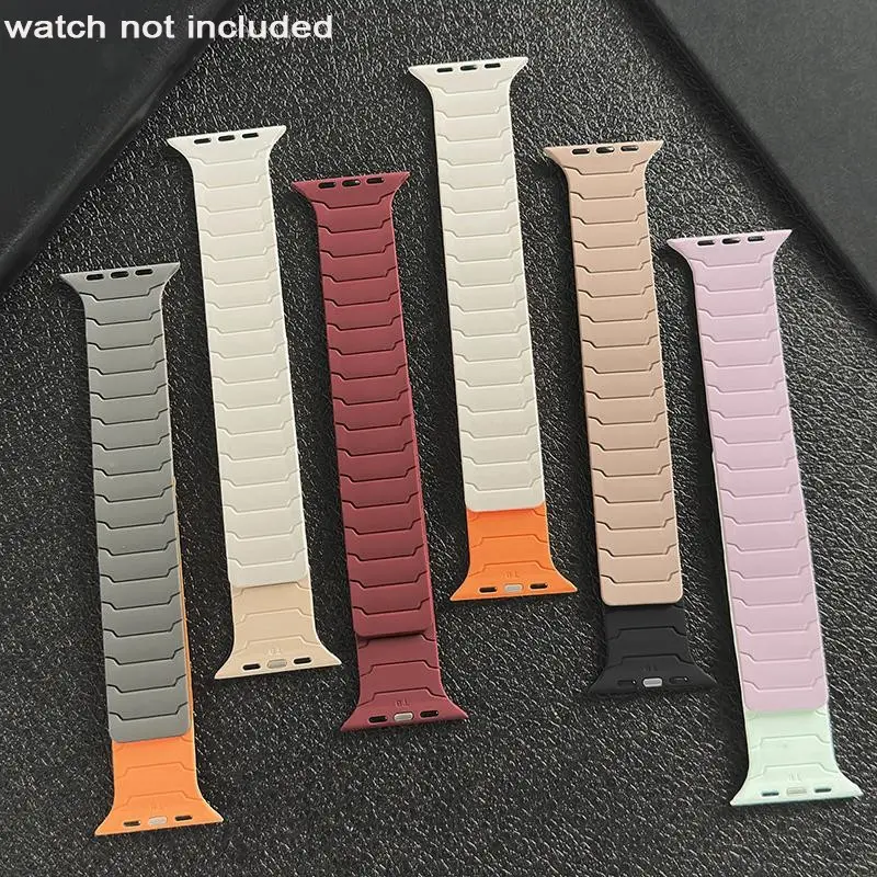 Silicone Magnetic Loop Bands for Apple Watch 46mm 44mm 40mm 49mm 45mm 42mm 41mm Strap Smart Watch Straps iWatch Series Ultra 3 11 10 9 8 7 6 5 SE 3 Smart Watch Accessories Smartwatch Accessories