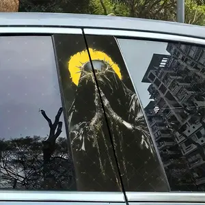 2pc Thorn Prayer Creative Vinyl Stickers, Car B Column Protection Decals, Easy Peel Off, Sunproof Waterproof Scratch Resistant, All Models