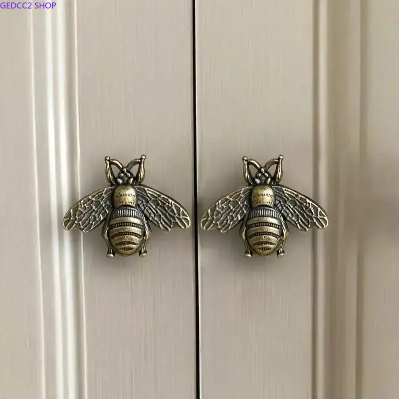 6Pcs Vintage Bee Honeycomb Cabinet Knobs Zinc Alloy Drawer Pulls, Retro Hardware for Kitchen Cupboard Home Decor