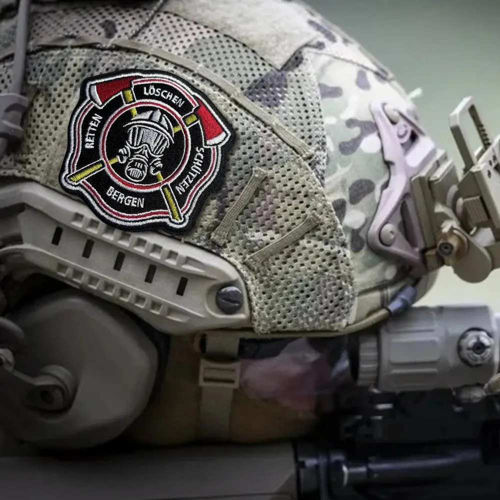 German Firefighter Patch Feuerwehr Morale Badge Rescue Service Embroidered Patch Hook and Loop for Uniform