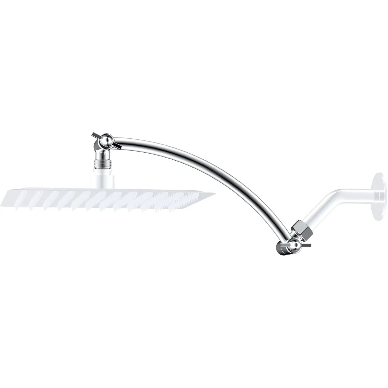 Metal 10'' Shower  Extension Arm, Chrome | Solid Brass Adjustable Shower Arm with Lock Joint, Flexible Height & Angle,  Connection Shower  Extender