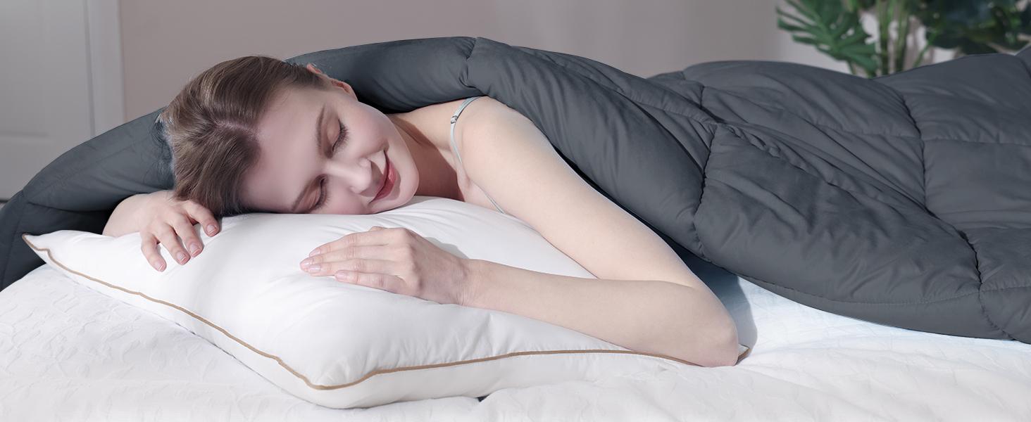 Queen Size Goose Feather Fiber and Down Comforter Duvet Insert All Season Hotel Luxury Bedding Comforters Soft Medium Warmth 88x88 Inches Dark Grey