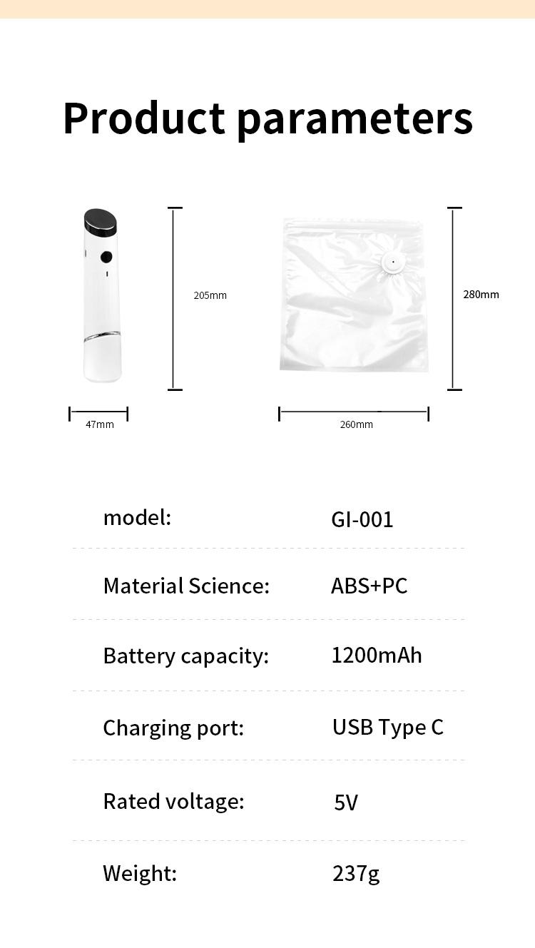 Compact Vacuum Sealer for Food (Vacuum Sealer Machine + 10 Reusable Vacuum Bags) Powerful Handheld Vacuum Sealer Machine, Seal Meal Saver, Portable Food Sealer