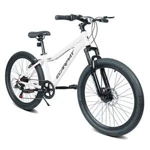24 Inch Youth Mountain Bike with 7 Speeds & Front Suspension Durable Steel Frame, Alloy Rims & Disc Brakes For Boys and Girls in Multiple Colors