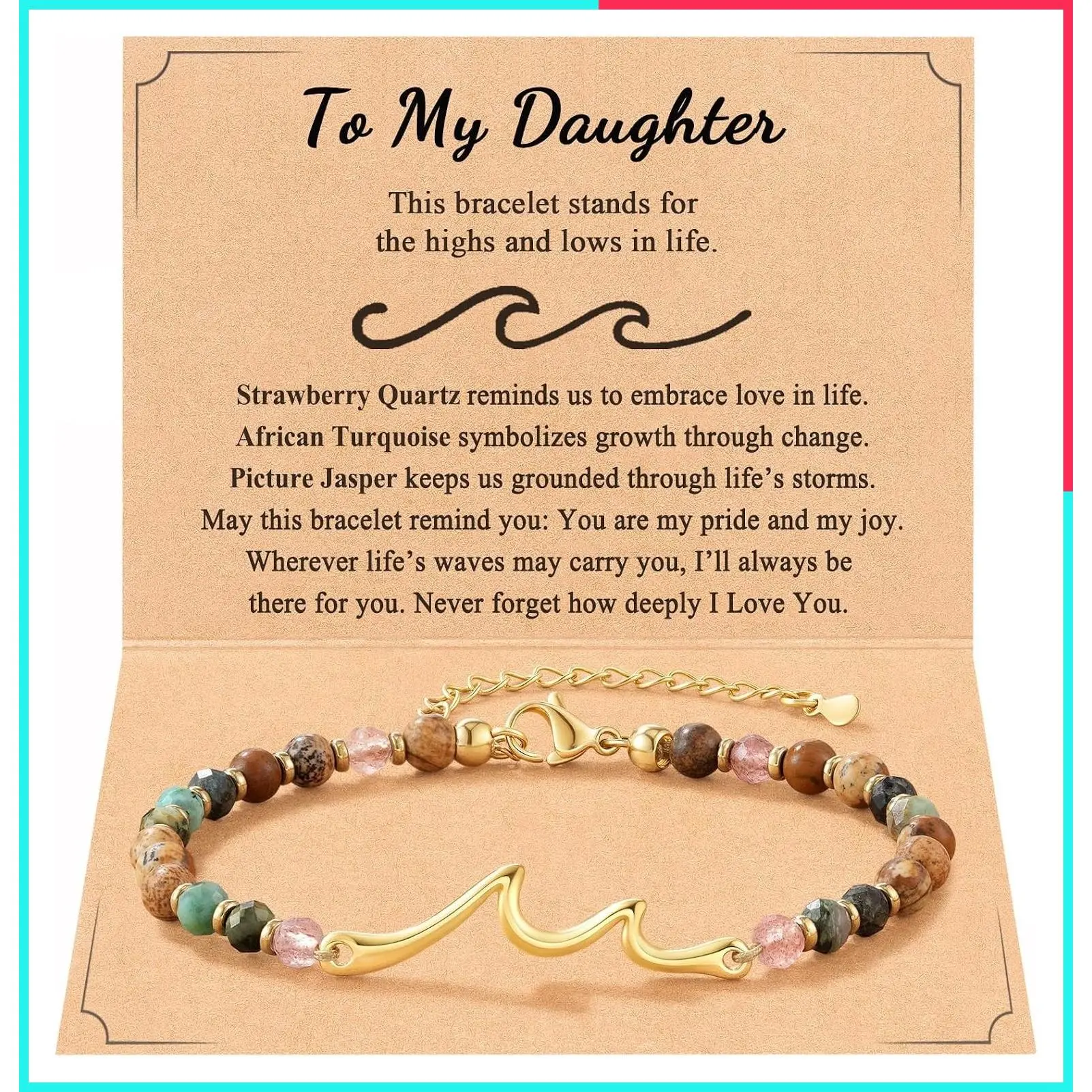 Wave Bracelet, The Waves of Life We've Been Through, Unique Gift for Birthday, Valentine's Day, Mother's Day, Graduation, Christmas, Friends Sister Daughter Niece, Lobster Clasp