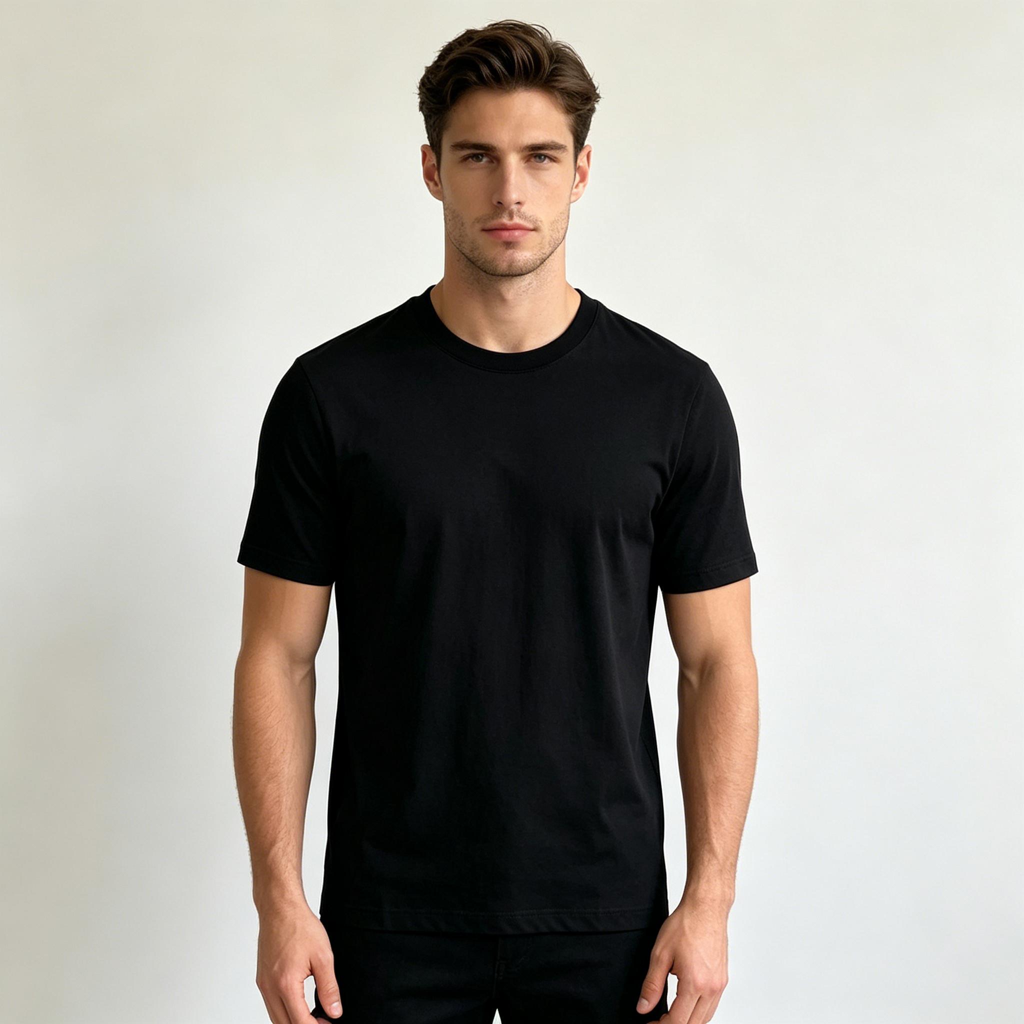 MeJend Printed Tshirt for Men, 250gsm Heavyweight Fabric, Cotton Short-Sleeve, Unique Graphic tee unisex casual heavyweight classic shirt Streetwear Top Black White Crewneck Breathable