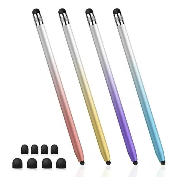 4 Pack 2-in-1 Capacitive Stylus Pens - Smooth, High-Sensitive Touch Screen Pens with Rubber Tip, Computer Accessories for iPad, iPhone, Samsung, Surface & All Android Tablets/Smartphones (Offers Screen Protection)