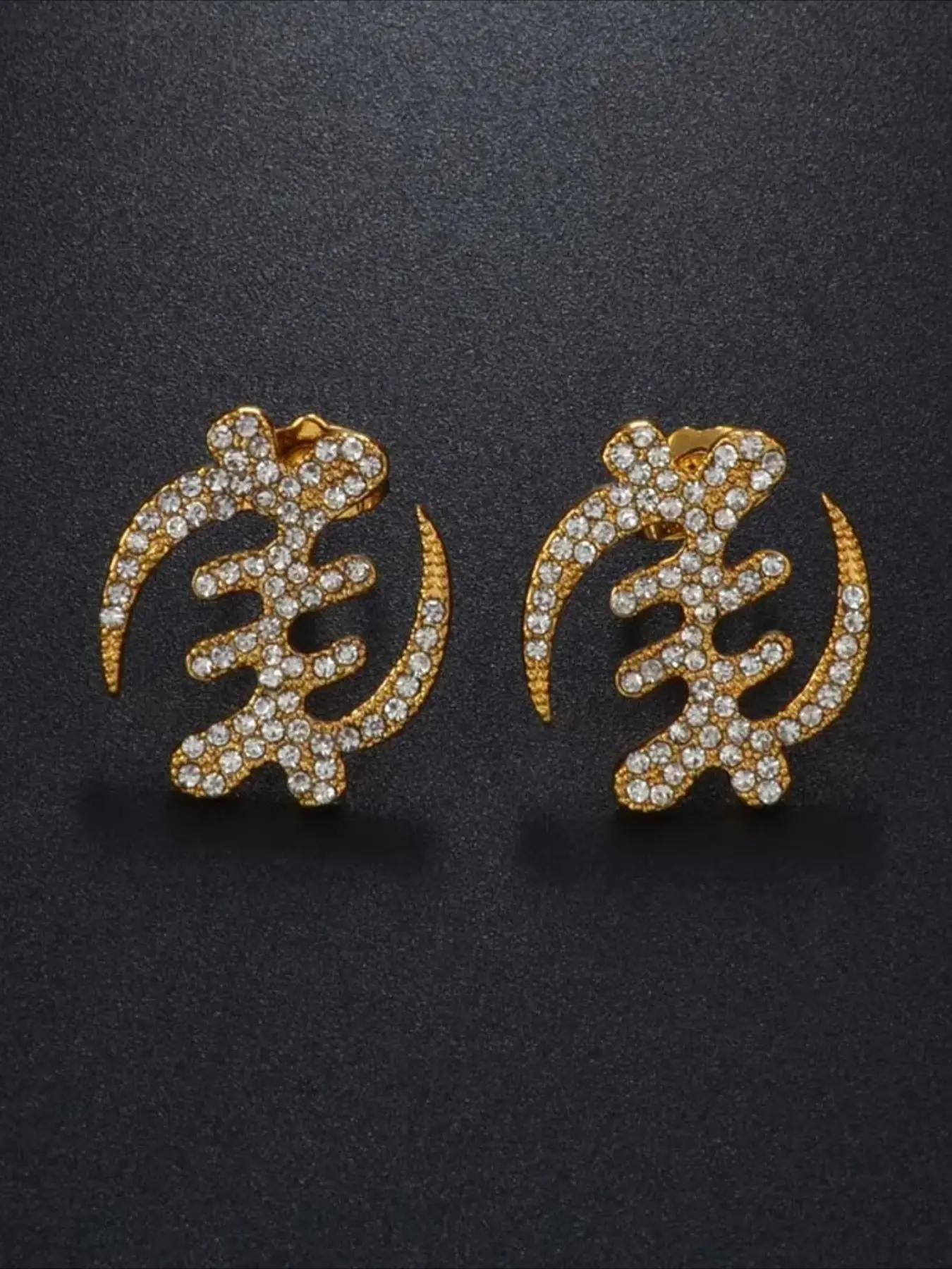 1 pair African Symbol Earrings With Stone Dwennimen Gye Nyame Stud Earrings Ethnic Jewelry Fashion Earrings