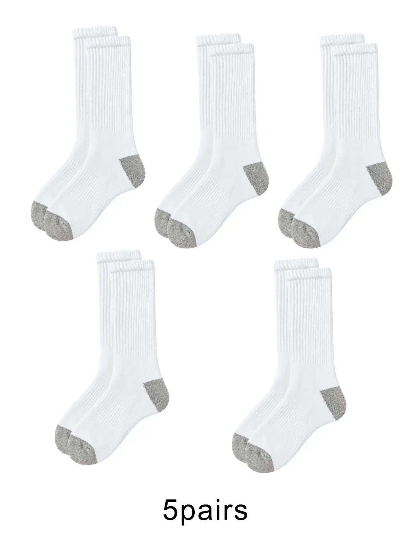 5 Pairs Men's Cotton Football Mid-Calf Sports Socks, Seamless Toe Reinforced Heel, Durable, Soft Breathable, Running Training Soccer Socks