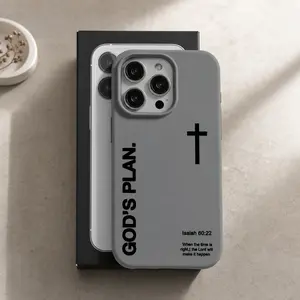 1PC "God's Plan" Isaiah 60:22 Bible Verse Cross Smartphone Casing, Large-Hole Liquid Silicone Skin-Friendly Protective Cover for iPhone 11-17 Pro Max Plus Air Pro, Christian Gift Cellphone Accessories for Devices,Vintage,Skull,Case,Spooky,Late,Night