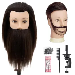 10" Male Barber Mannequin Head with Hair, Cosmetology Training Manikin Head for Hairdresser Styling Practice, Black