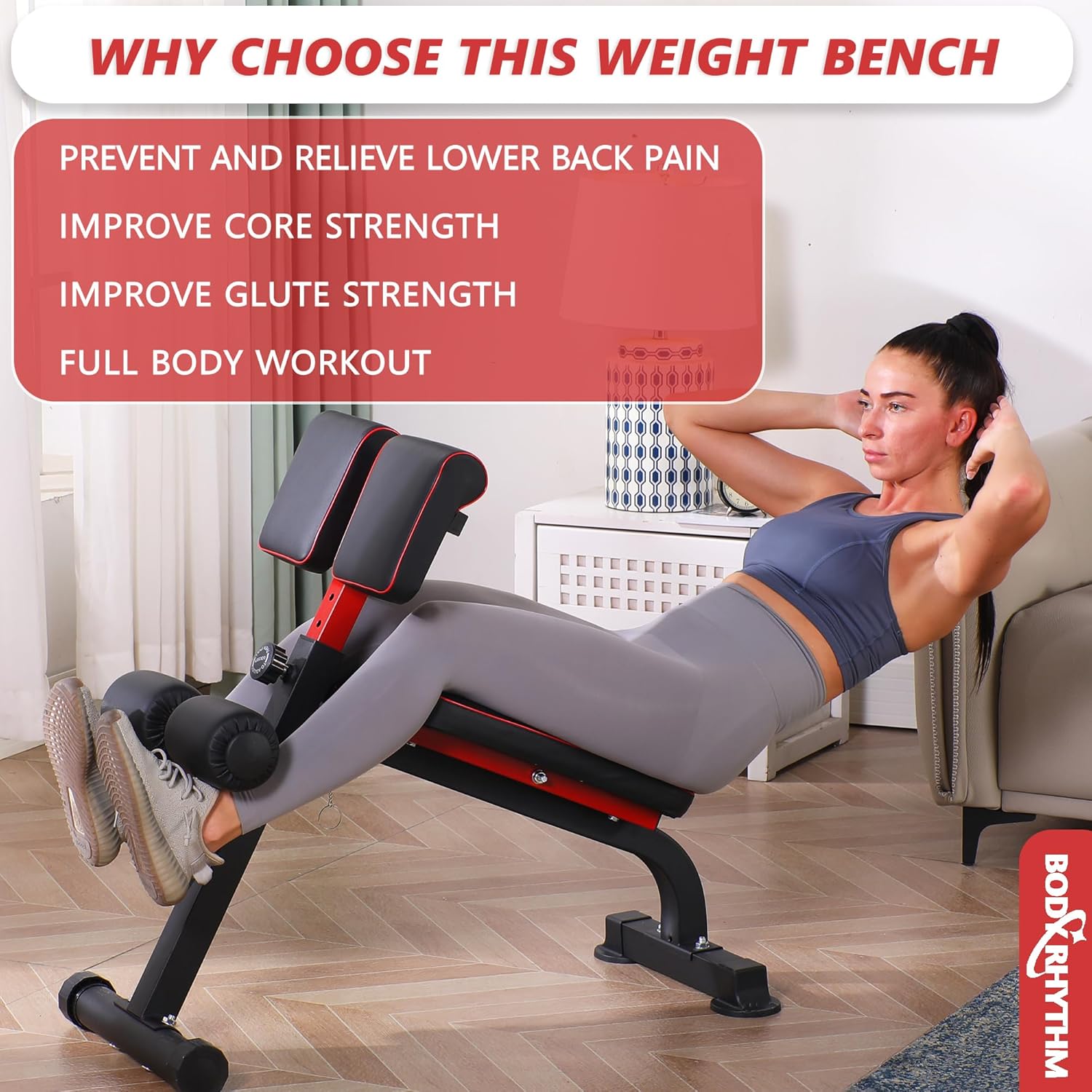 Compact Adjustable Weight Bench for Full Strength , Ab/ Hyper Roman ...