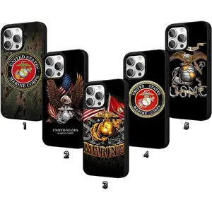 Marine Corps-themed phone cases for iPhone 11–17 Pro Max/Plus and Samsung Galaxy S23–25 series.