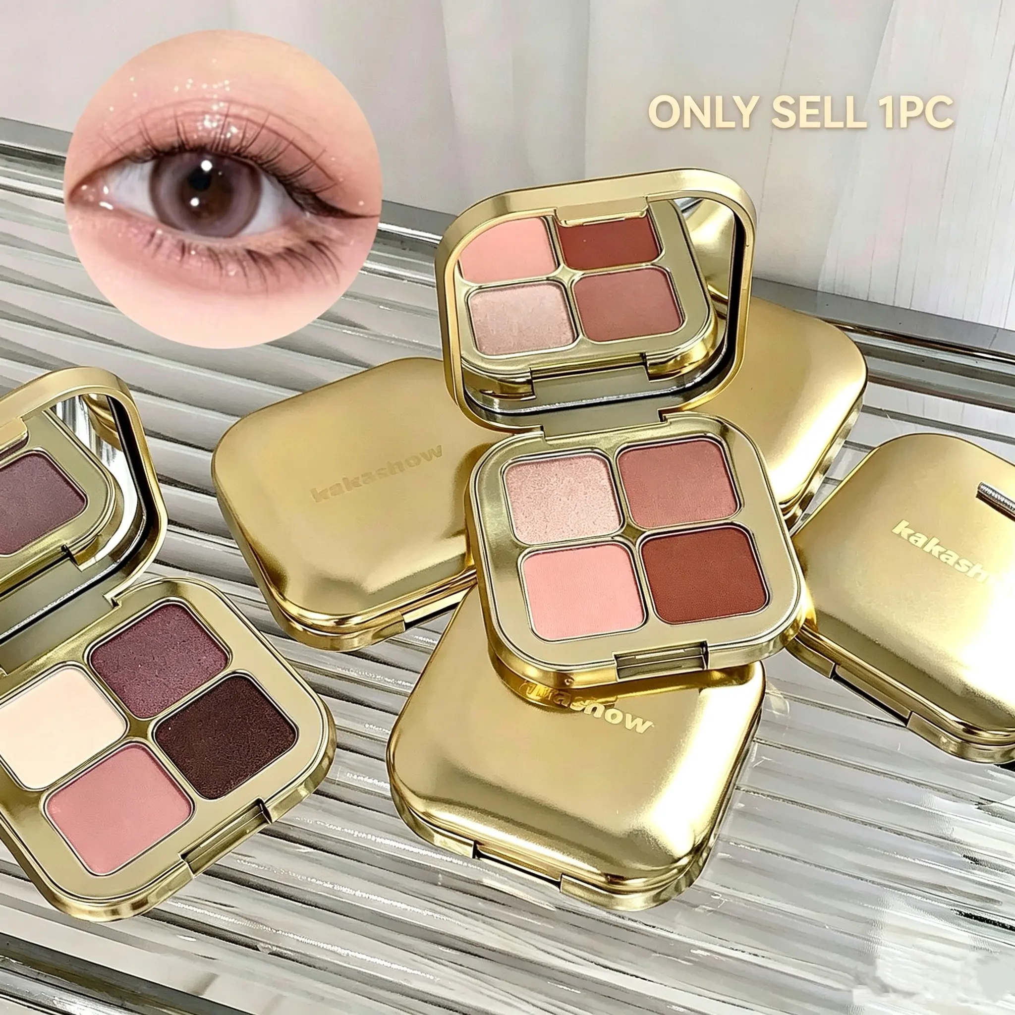 Gilded Four Color Eyeshadow Palette Multiple Shades Matte Shimmer Blend Fine Powder No Fallout Versatile Daily Makeup For Beginners