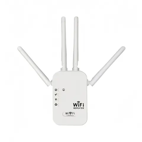 1200Mbps Dual Band (5GHz/2.4GHz) WiFi Extender, 6X Faster Signal Amplifier with Dual Network Ports, 1 Ethernet Cable, 10000 Sq.Ft Wide Coverage for Tablets, iPhones, Android Phones, Gaming Consoles, Advanced Encryption