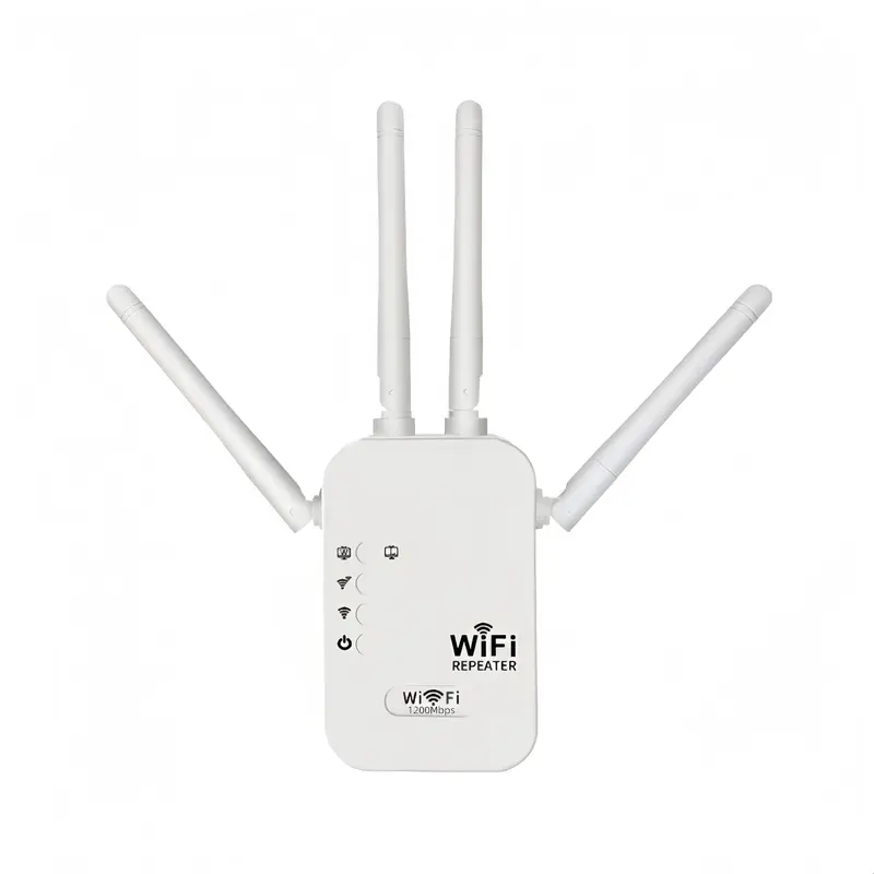 1200Mbps Dual Band (5GHz/2.4GHz) WiFi Extender, 6X Faster Signal Amplifier with Dual Network Ports, 1 Ethernet Cable, 10000 Sq.Ft Wide Coverage for Tablets, iPhones, Android Phones, Gaming Consoles, Advanced Encryption