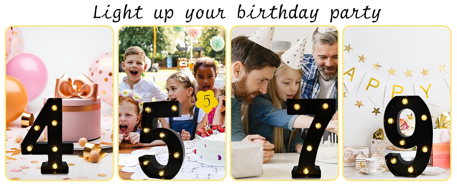 LED Marquee Numbers with Marquee Look, 2026 Battery-Powered Lighted Decor, 2 Black Small Light Up Pieces for Birthday, Home & Party Supplies