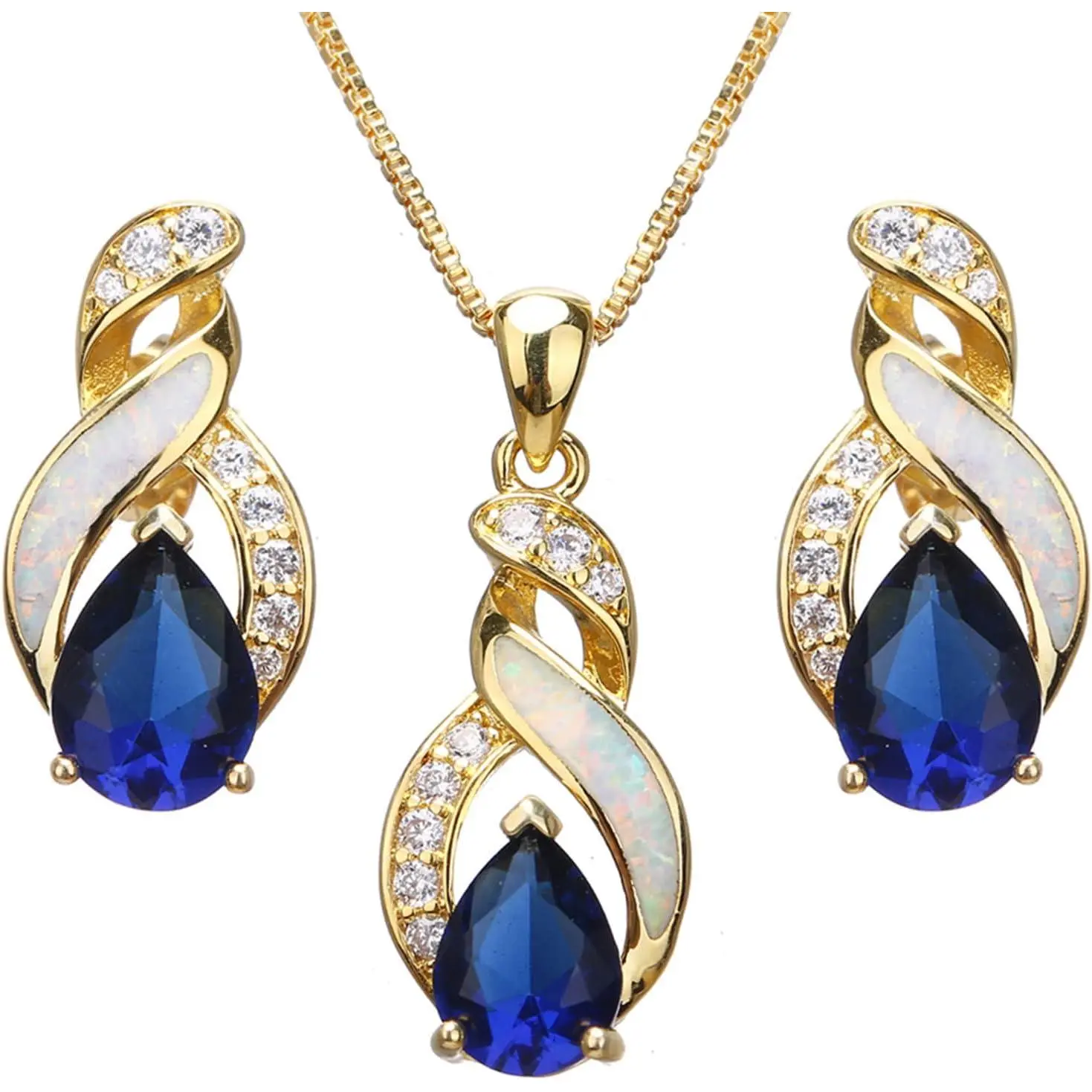 Sets Australian Created Opal Necklace Earrings  for Mom