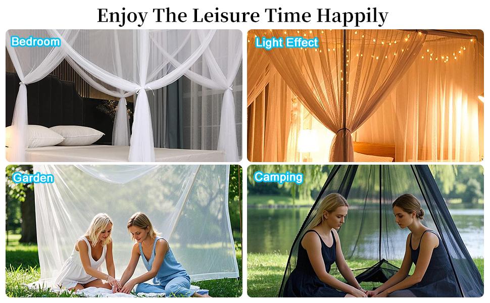 Net Bed for Full Queen King Size Bed,4 Corner Gothic Bed Curtains,Bug Net for Camping, Halloween Decoration