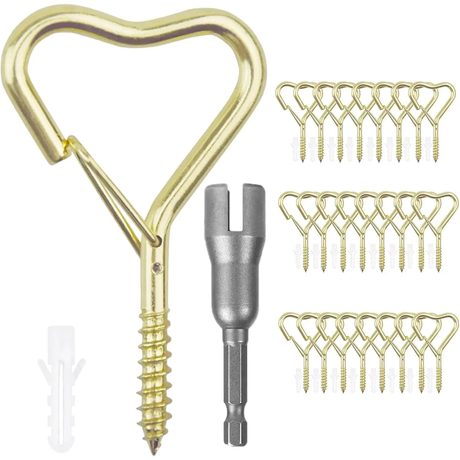 10 Pack Heart Shaped Screw Hooks for  , Ceiling Hooks