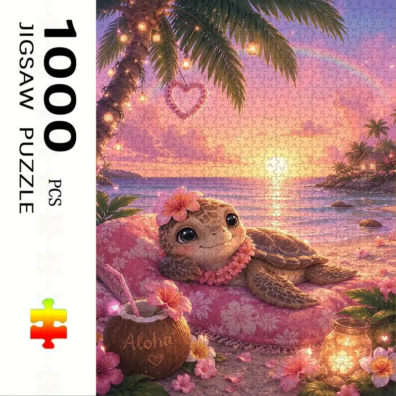 1000 Piece Sea Turtle Theme Puzzle, Large Adult Family Interactive Toy, DIY Home Decor Brain Challenge, Holiday Gift, Durable Puzzle