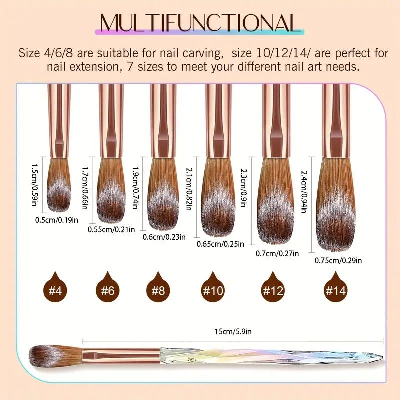 Professional Nail Art Brush Set, 6pcs/set Multifunctional Acrylic UV Gel Nail Polish Brush, DIY Nail Art Tool for Home Salon Use, Manicure Brush