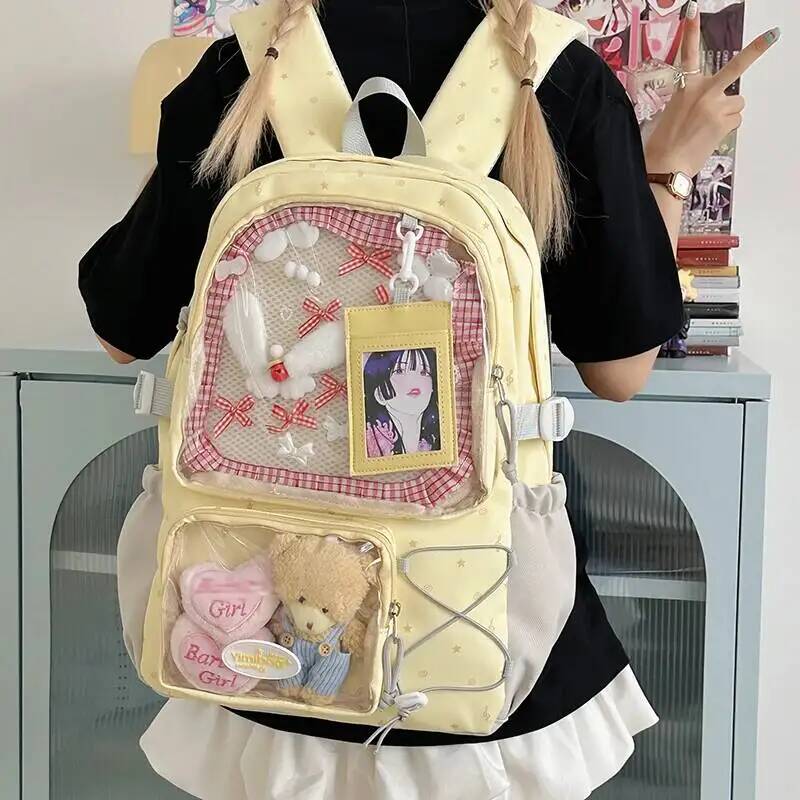 New Y2K Cute Ita Backpack Large Capacity Commute Rucksack Girl Transparent DIY Display Knapsack Outdoor Fashion Travel Schoolbag