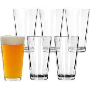 Pint Glasses Set of 6 - 16 oz Drinking Glasses Made for Cold Beverages - 16 oz Mixing Glass & Highball Set of 6 for Homes, Pubs & More - Freezer & Dishwasher-Friendly Cocktail Glasses