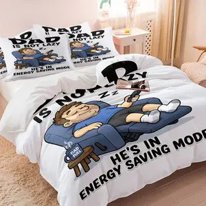 Funny Dad Duvet Cover Set - 1 Duvet and 1-2 Coreless Pillowcases - Humorous Text and Cute Patterns Soft Breathable Bedding - Cozy and Humorous Bedroom Decor Father's Day Gift or Gift for Father's Birthday