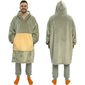 CSONFT Wearable Blanket  for Men Women Hooded Blanket with Sleeves and Pocket  Size Fits  55" Length