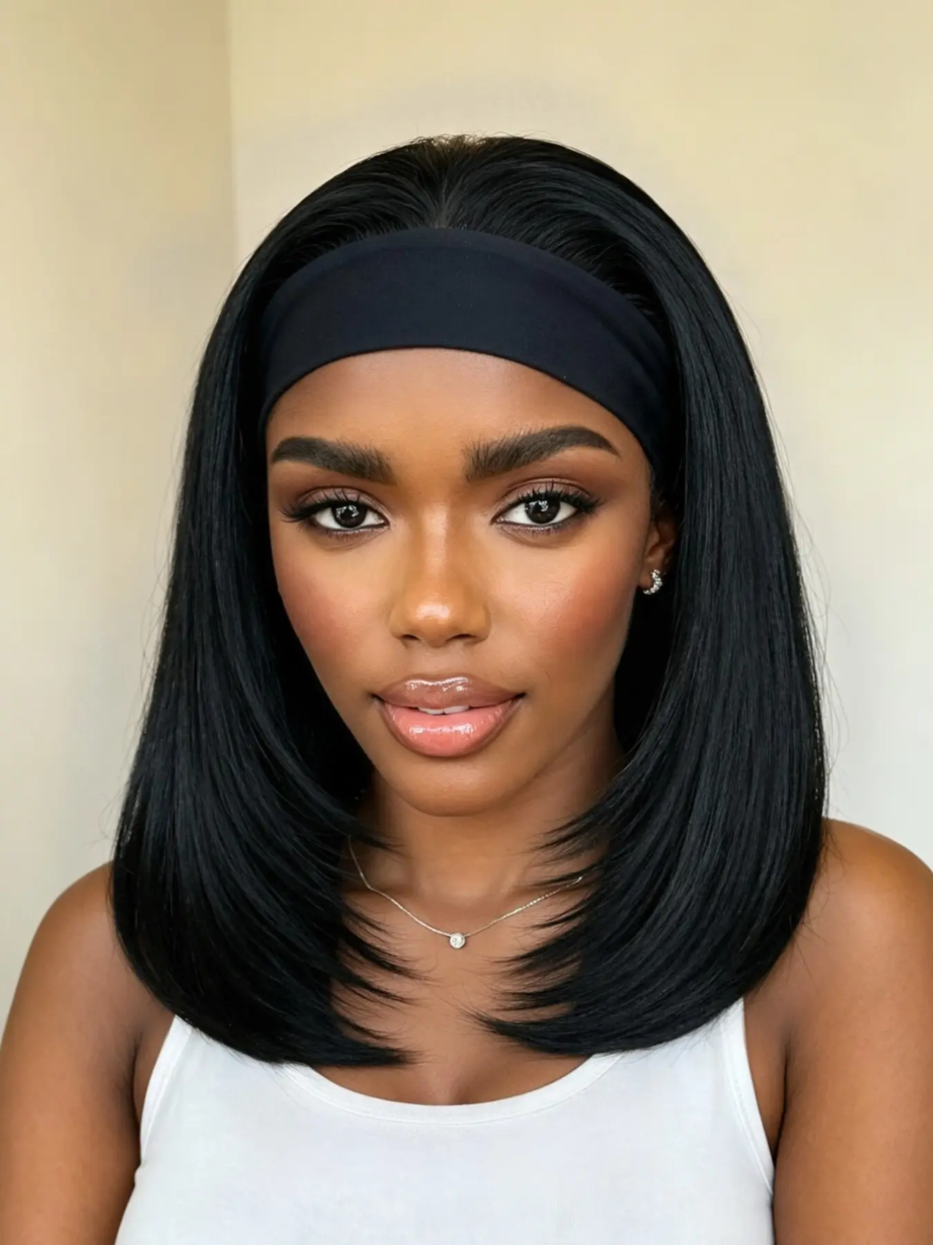 Bob Headband Straight Layered Wig for Women, Lightweight Yaki Style, Easy-On Design, Heat Resistant Fiber, Ideal for Daily Wear