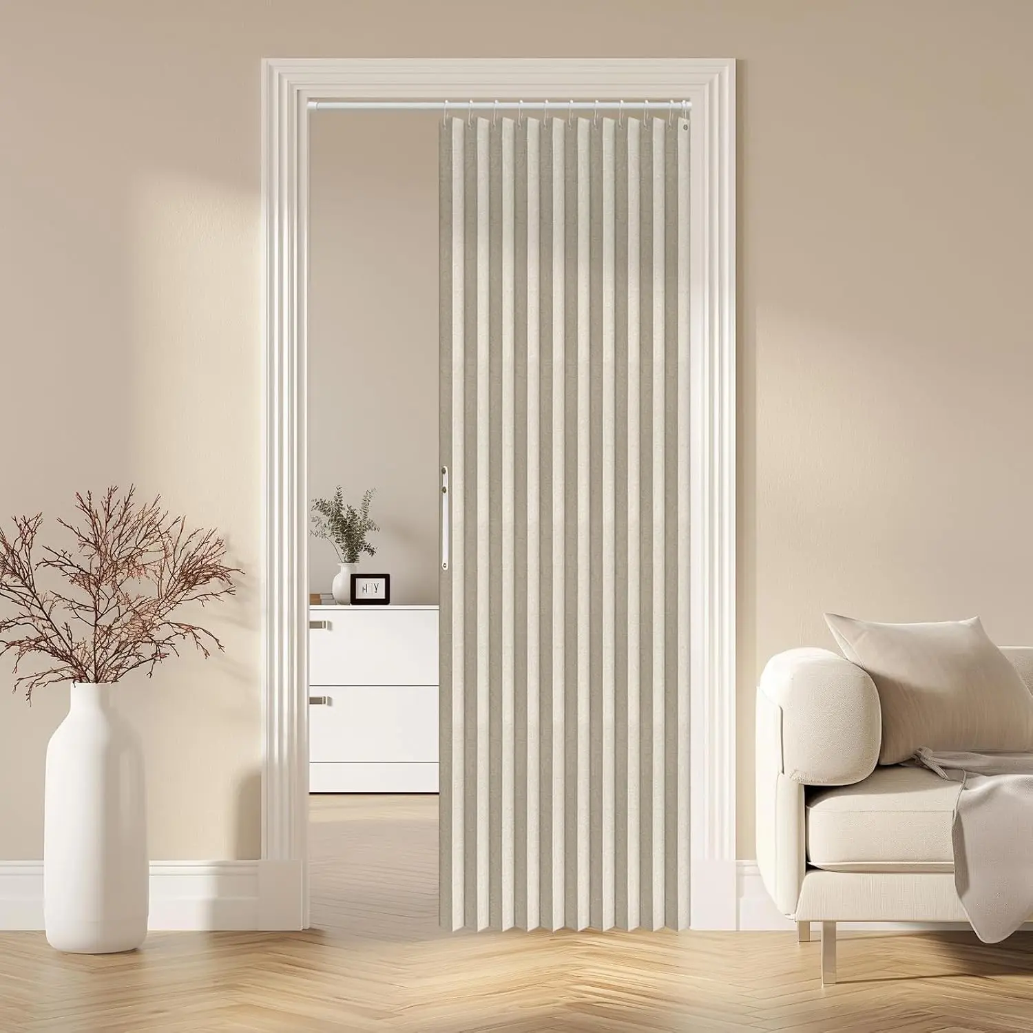 Blackout Door Accordion Doors Folding Closet Door Invisible Applicable Bedroom Room Living Room Doorway (White 42" W x 78" L) 1 Panel
