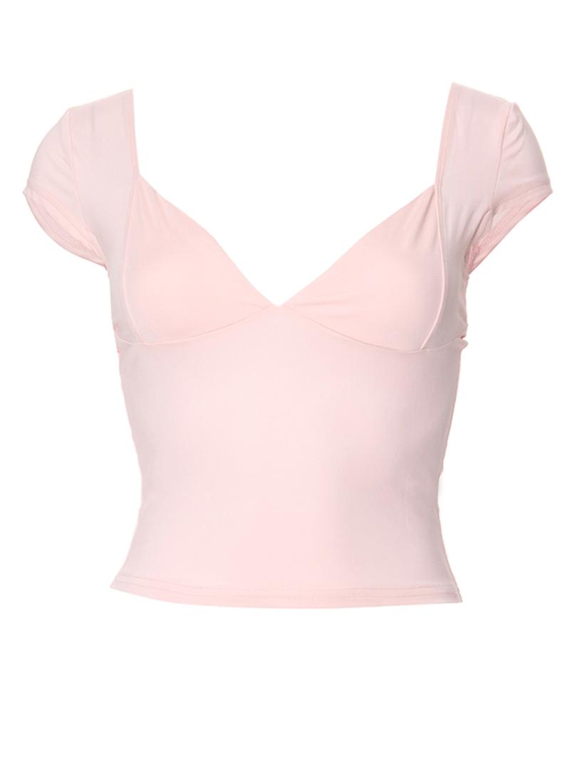 Women's Solid Sweetheart Neck Crop Tee, Casual Cap Sleeve T-Shirt for Outdoor Daily Wear, Ladies Summer Clothes, Summer Outfits 2024, Tshirt