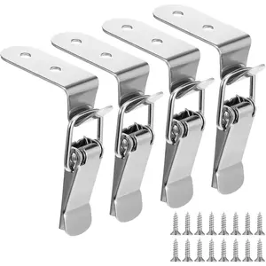 4 Pack 90  Tool Box  Locks Latches, Stainless Steel Spring  Toggle Latch Tool Box Hasps Catch Clamp Clip Lock with 16 Screws for Cabinet Door Barn