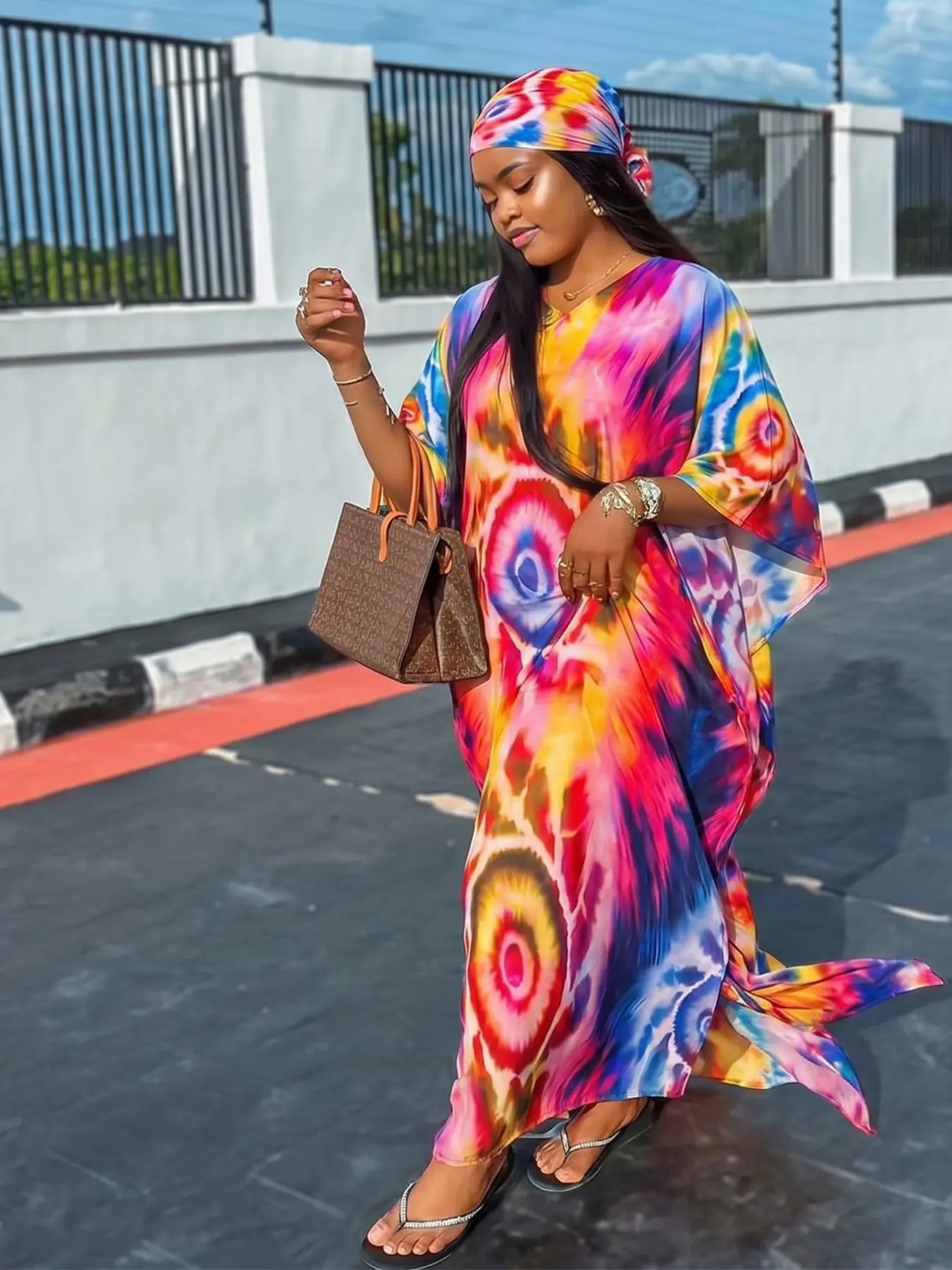 Women's Tie Dye Print Shawl and Scarf Set, Elegant Beach Holiday, Loose Swimwear Set, Casual Home Wear for Women