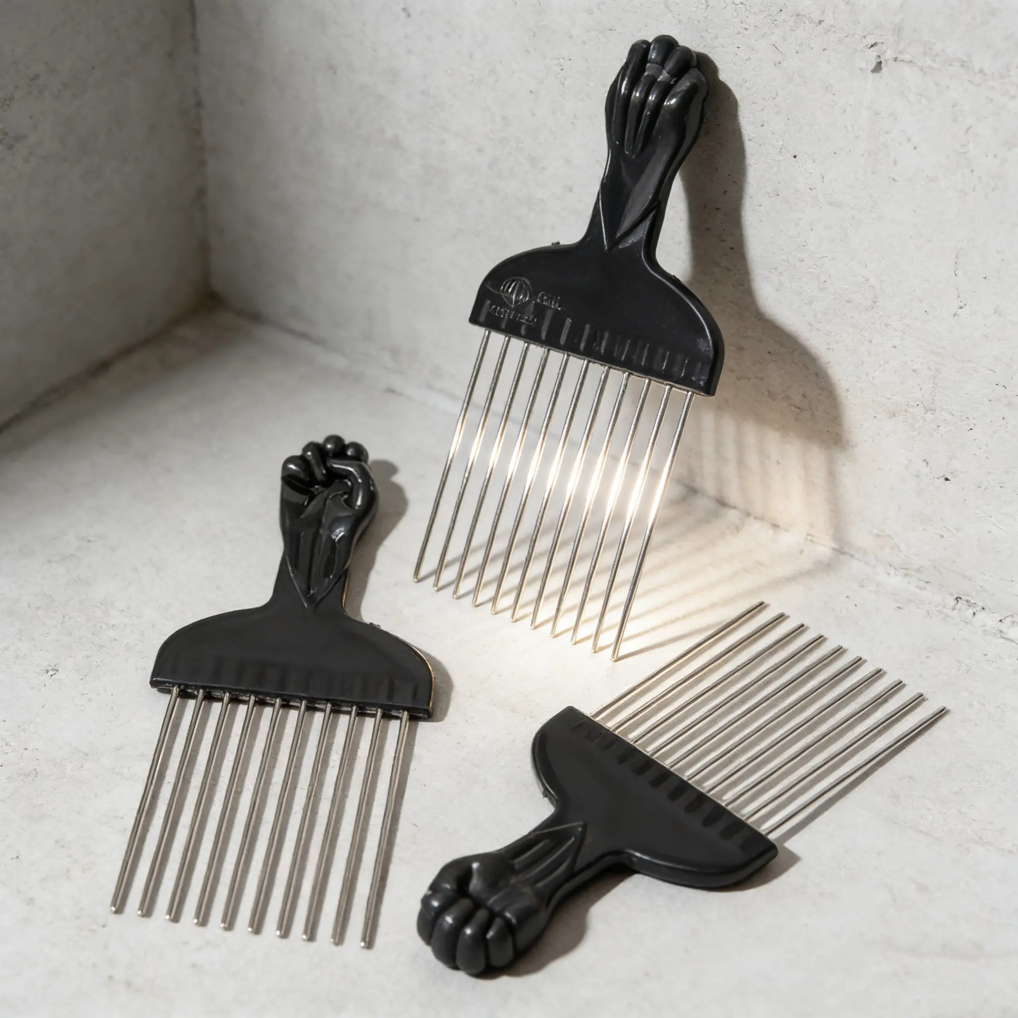 3-Piece Stainless Steel African Hair Comb Set, Durable Metal Combs with Plastic Handles, Ideal for Curling, Curly Hair Comb, Salon Hairstyling Tools