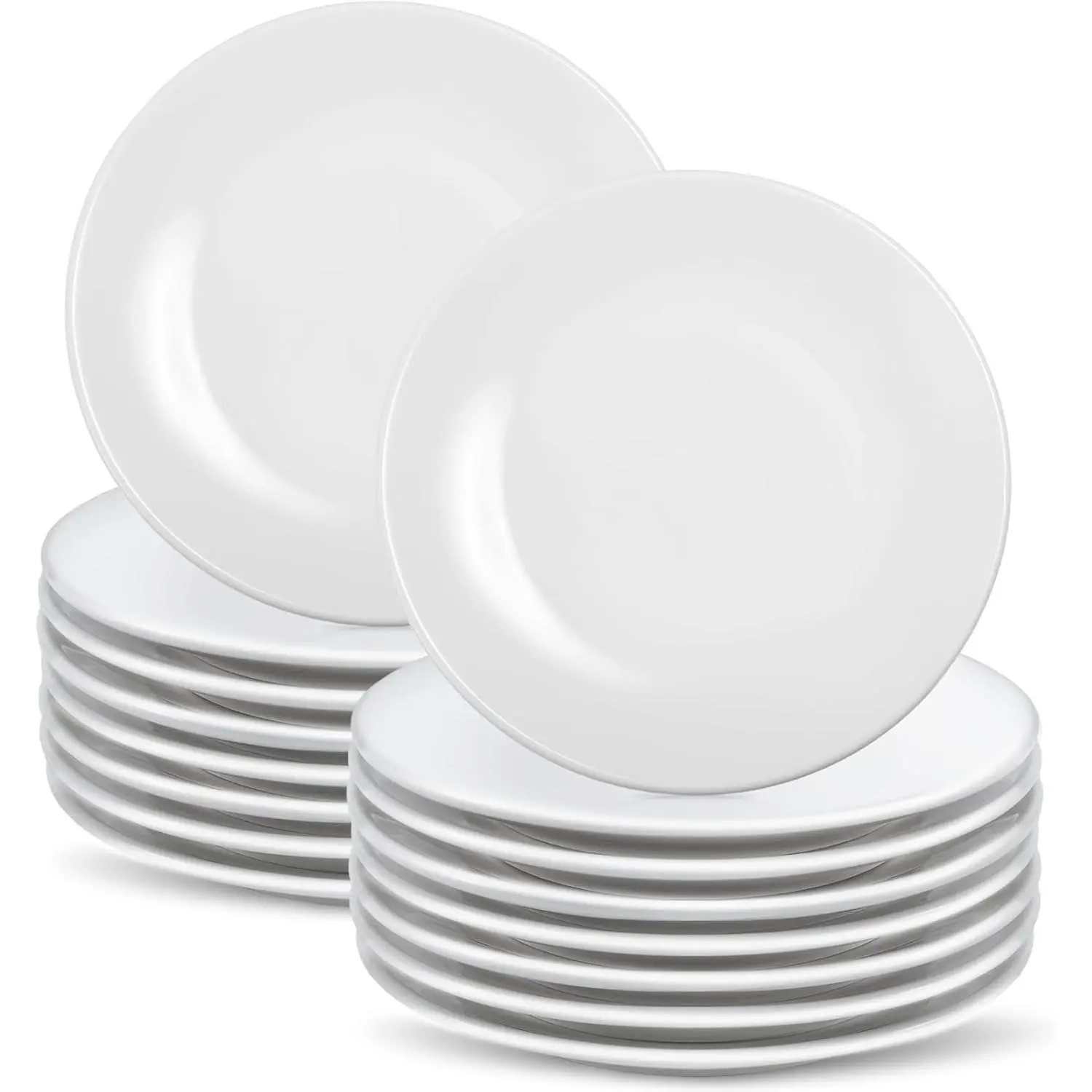 16 Pcs 6 Inch Round White Porcelain Small Dessert Appetizer Ceramic Plates for Cake Snacks Microwave and Dishwasher Safe