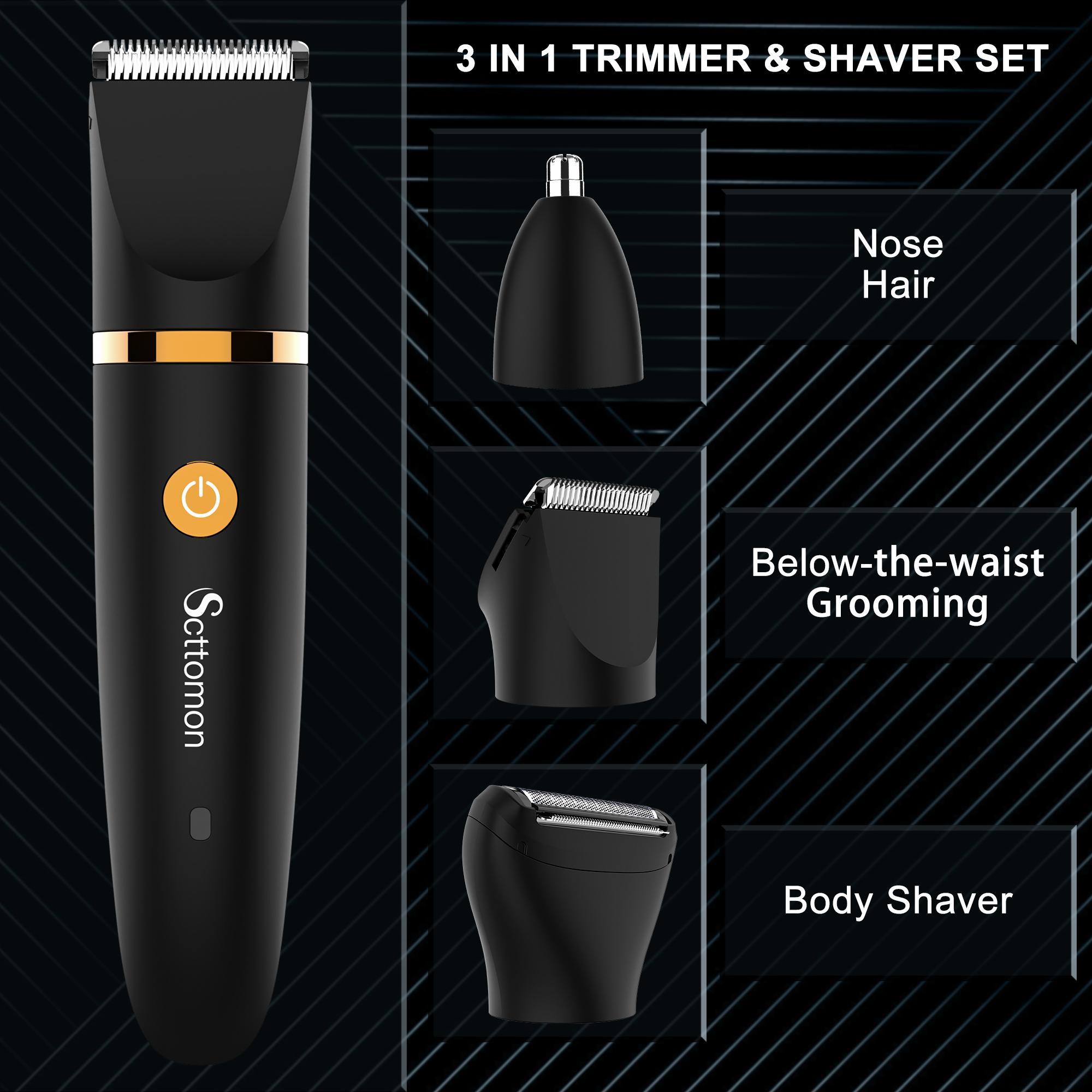 Men's 3-In-1 Multifunctional Hair Trimmer, Private Area Beard Eyebrow Nose Hair Trimmer, Type-C USB Charging, Father Boyfriend Gift