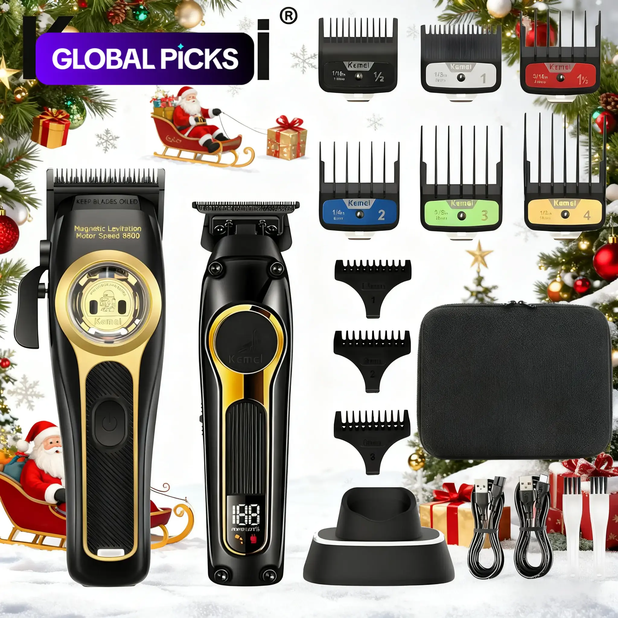 Electric Hair Clipper Set, 1 Box Professional Hair Trimmer & Accessories, Hair Trimmer for Barber Shop & Home Use, Men's Grooming Kit, Hair Cutting Machines, Cordless Rechargeable Clipper, Cordless Hair Clippers