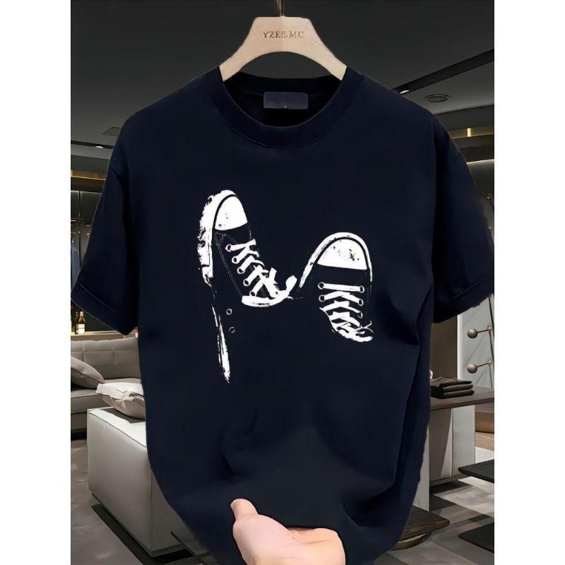 Summer New Simple Printed T-shirt Short Sleeves Round Neck Breathable Cotton Fabric Top Womenswear Day Soft Thick Tshirt Streetwear Crewneck Casual Shortsleeve Basic Fitted Minimalist Graphic Tee Boxy Fit Shirt Baggy Shirt Guys New Summer Clothes