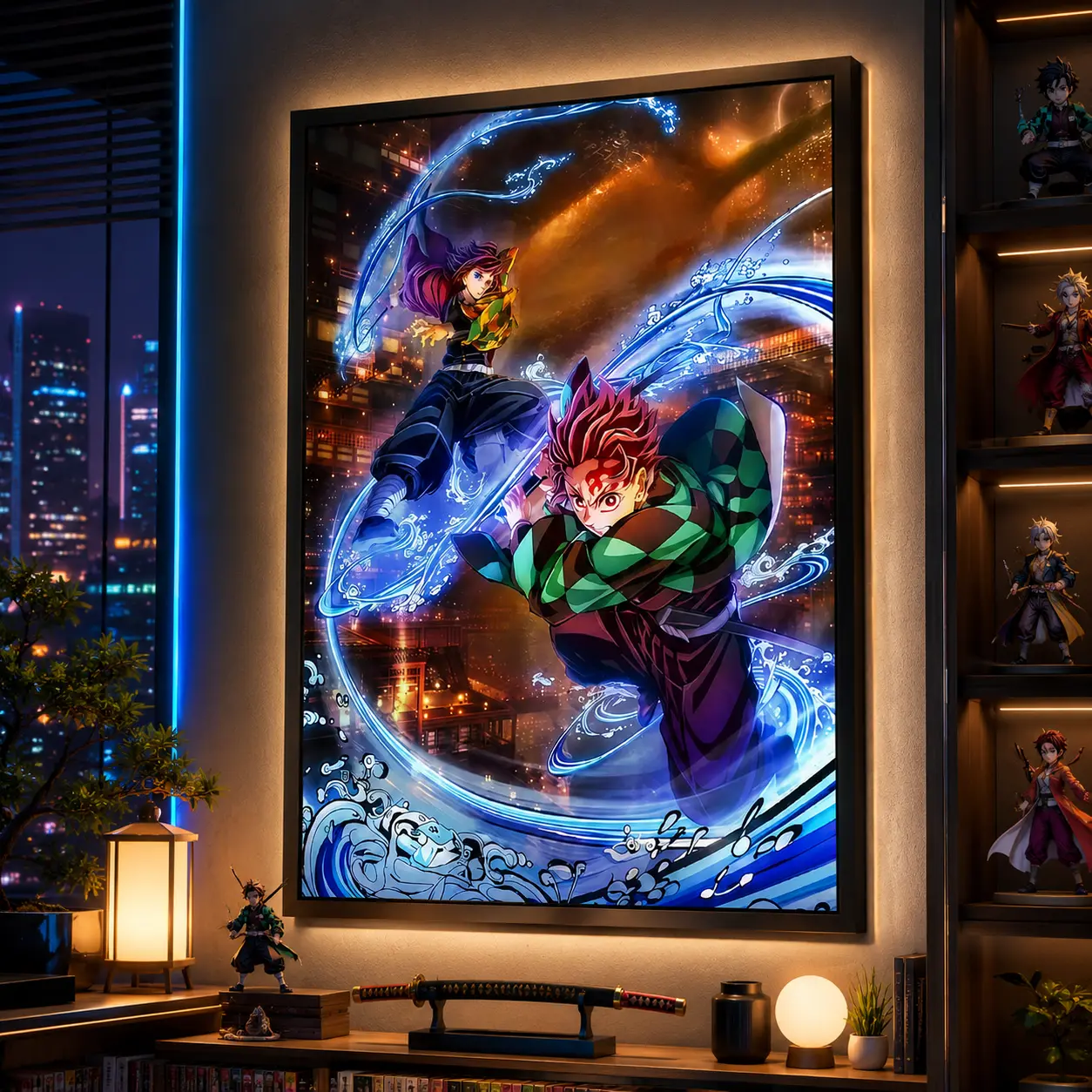 Tanjiro & Giyu Demon Slayer Poster, Infinity Castle Anime Wall Art, Classic Matte Paper Print, Canvas Wall Art, Japanese Anime Decor, Kimetsu no Yaiba Poster, Anime Room Decor for Bedroom Dorm Gaming Room, Gift for Anime Fans