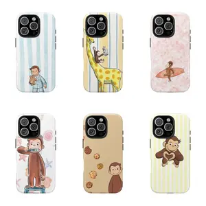 Brainwaves Curious George Banana Monkey Phone Case |   Classic Children's Book Phone Cover for Samsung iPhone 14 promax Cute Retro Monkey with Banana, Party Theme PBS Kid Book