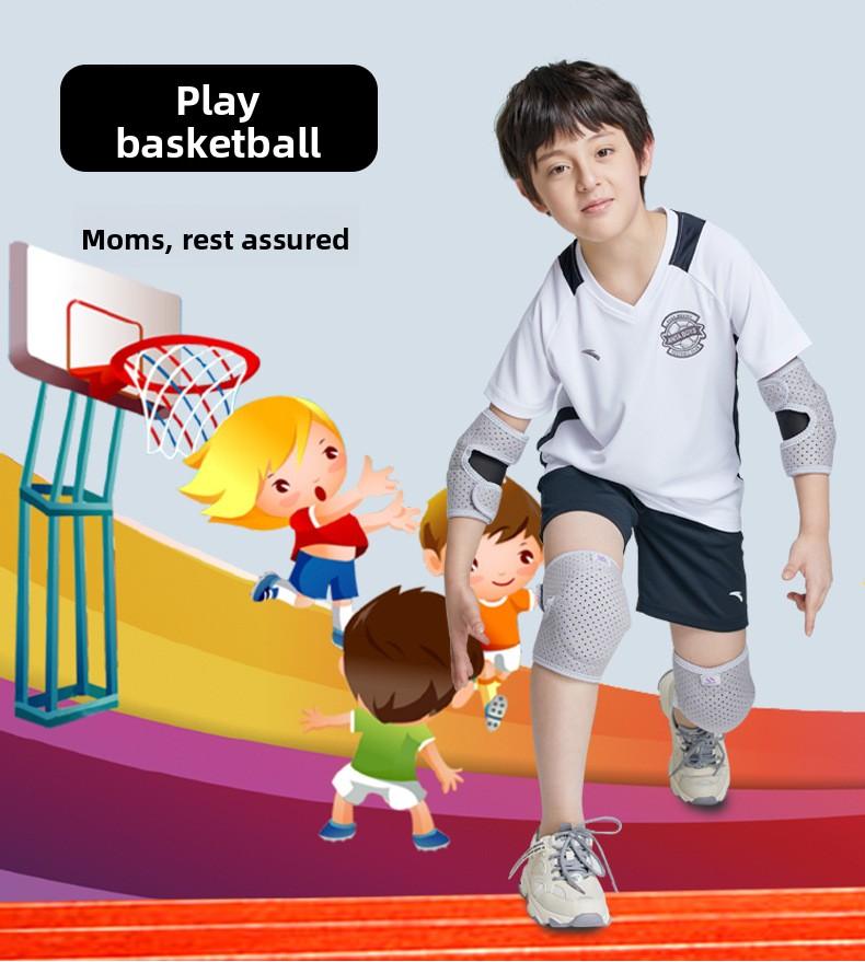 Children's knee and elbow pads, gloves, girls' set, basketball, cycling, dance, roller skating, anti-fall knee pads, breathable, boys' set