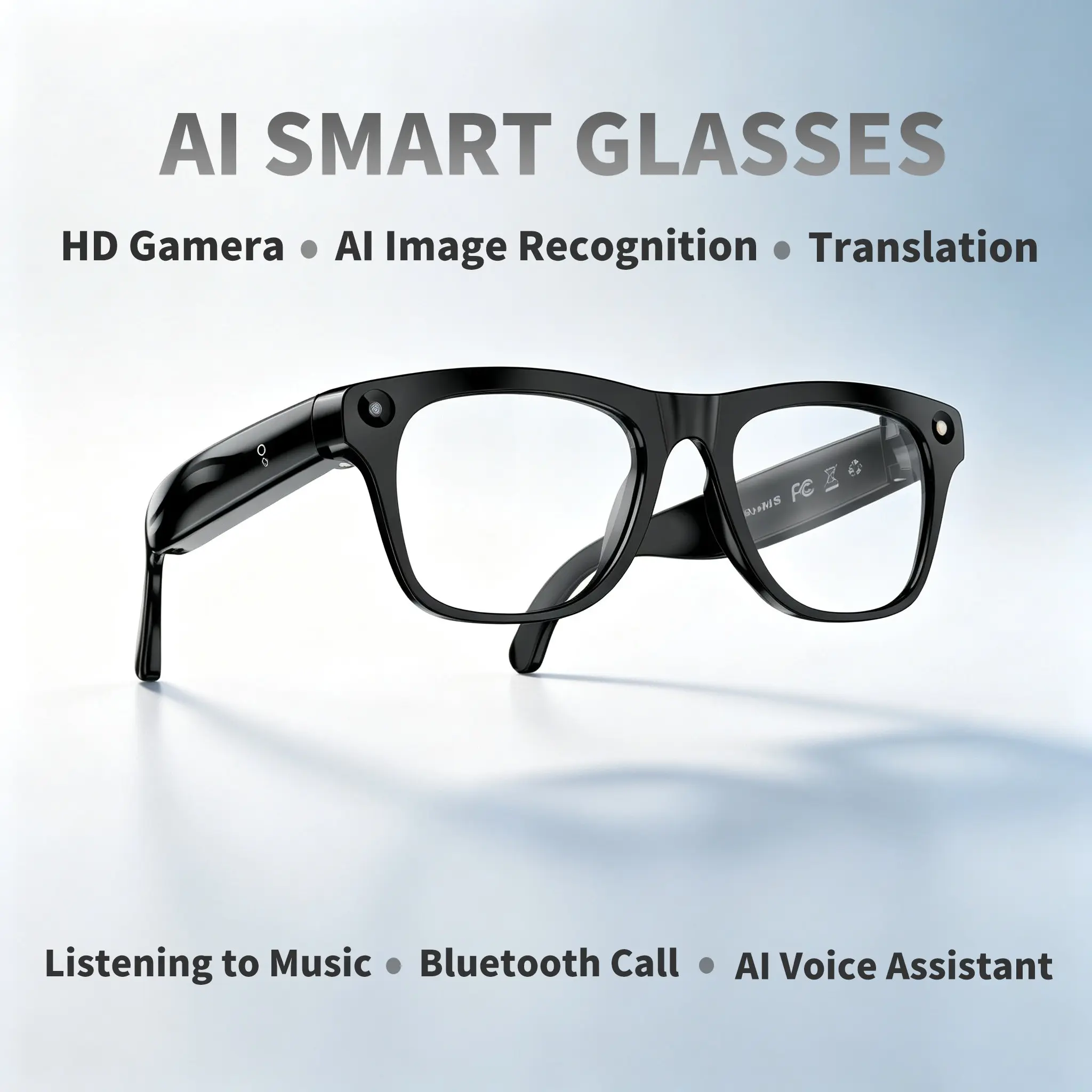 Xkone Ai Smart Glasses with 8mp Camera, Stabilized Video Recording, Real-Time Translation, 3 Replacement Lenses for Meetings, Outdoor, Driving