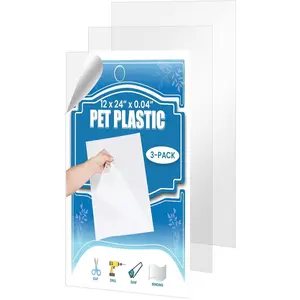 3 Pack  Sheet Panels - 12" x 24" x 0.04" Clear  Sheet-Quality Shatterproof, Lightweight, and Affordable Glass Alternative  for Poster Frames, Counter Barriers, and  Barriers.