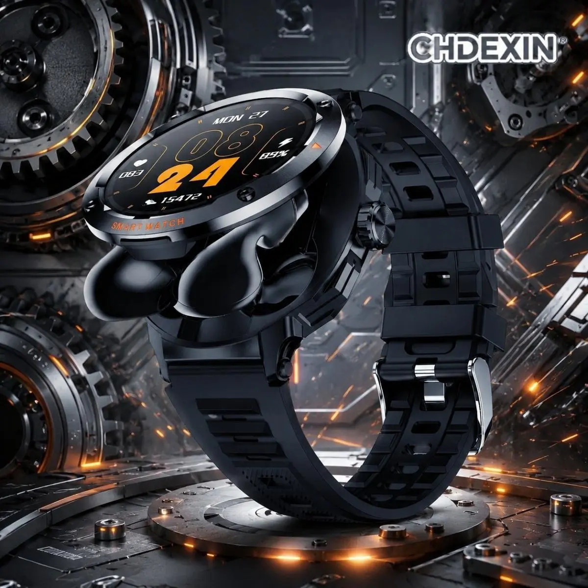 Sturdy Stainless Steel Multifunctional Hybrid Smartwatch - Customizable Watch Faces, All-Day Fitness Tracking, Real-Time Heart Rate Monitoring, Wearable for Sport-Casual Daily Use, Sport Or Casual Outfits, Sport-Casual Daily Wear